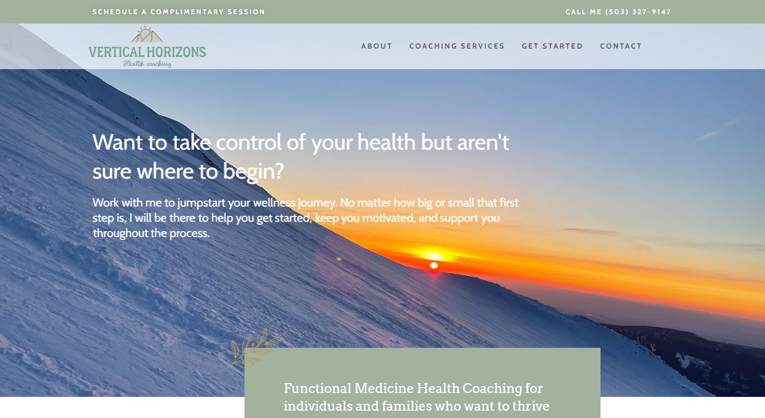 health coach website example